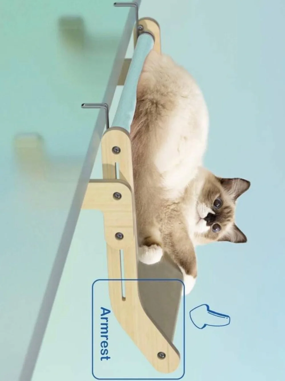 MEWOOFUN  Cat Window Perch With Mat.  No Drilling Required.  No Suction Cups.